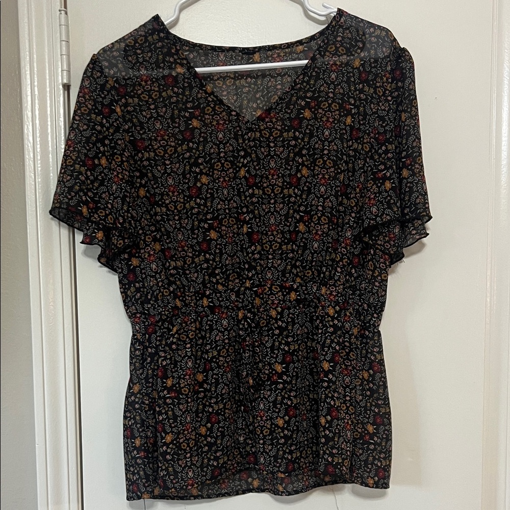 Floral Black Blouse